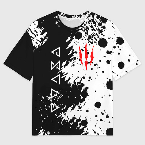 Мужская футболка оверсайз The Witcher black & white / 3D-принт – фото 1