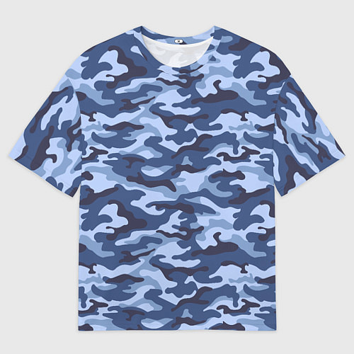 Мужская футболка оверсайз Синий Камуфляж Camouflage / 3D-принт – фото 1