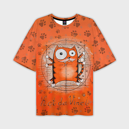 Мужская футболка оверсайз Kot da Vinci / 3D-принт – фото 1