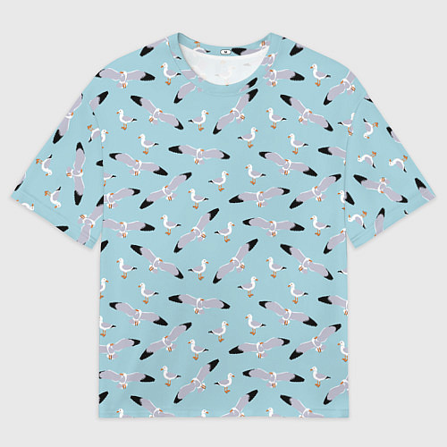 Мужская футболка оверсайз Чайки паттерн / 3D-принт – фото 1