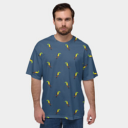 Футболка оверсайз мужская Тукан паттерн, цвет: 3D-принт — фото 2