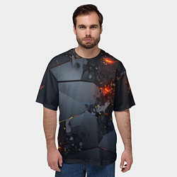 Футболка оверсайз мужская НЕОНОВЫЙ ВЗРЫВ ПЛИТЫ, ОБЛОМКИ NEON EXPLOSION, цвет: 3D-принт — фото 2