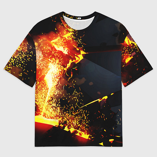 Мужская футболка оверсайз 3D ВЗРЫВ, ОБЛОМКИ NEON EXPLOSION / 3D-принт – фото 1