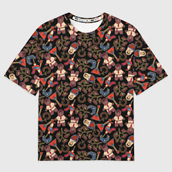 Мужская футболка оверсайз Россия паттерн темный