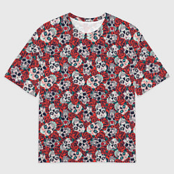 Футболка оверсайз мужская Skulls & roses, цвет: 3D-принт