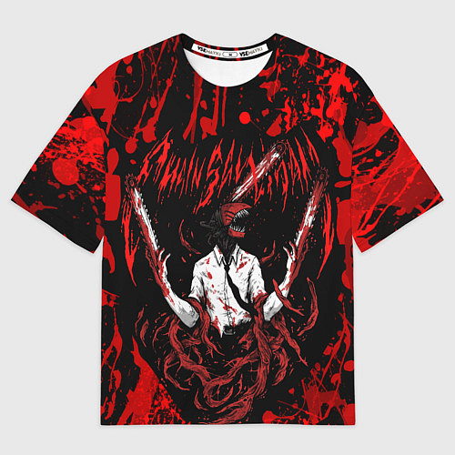 Мужская футболка оверсайз Человек бензопила в крови Chainsaw Man / 3D-принт – фото 1
