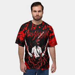 Футболка оверсайз мужская Человек бензопила в крови Chainsaw Man, цвет: 3D-принт — фото 2
