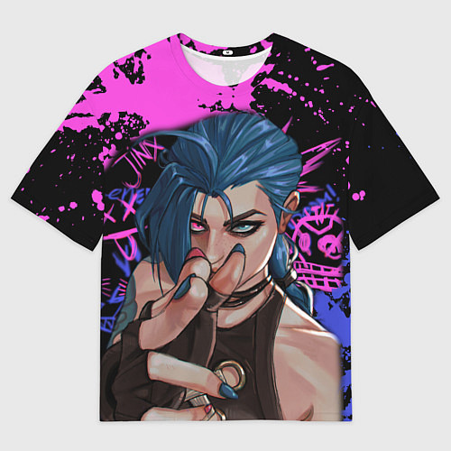 Мужская футболка оверсайз Arcane League Of Legends JINX ПАУДЕР / 3D-принт – фото 1