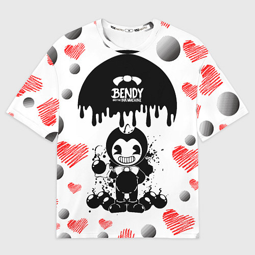 Мужская футболка оверсайз BOMB LOVE BENDY AND THE INK MACHINE / 3D-принт – фото 1