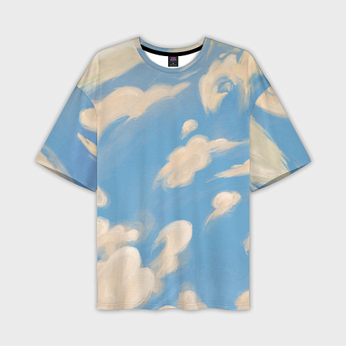Мужская футболка оверсайз Рисунок голубого неба с облаками маслом / 3D-принт – фото 1