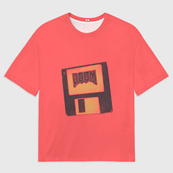 Мужская футболка оверсайз Дискета Дум