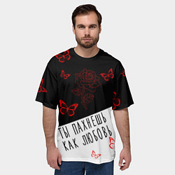 Футболка оверсайз мужская Роза Бабочки Любовь, цвет: 3D-принт — фото 2