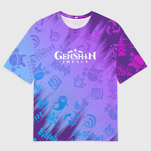 Мужская футболка оверсайз Стихии Геншин Импакт / 3D-принт – фото 1