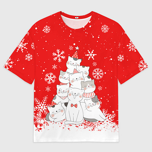 Мужская футболка оверсайз КОТОЁЛКА на новый год / 3D-принт – фото 1