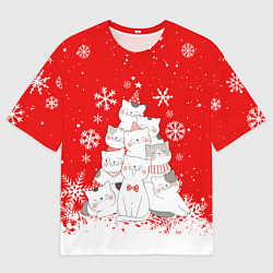 Футболка оверсайз мужская КОТОЁЛКА на новый год, цвет: 3D-принт