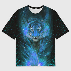 Мужская футболка оверсайз Водяной голубой Тигр