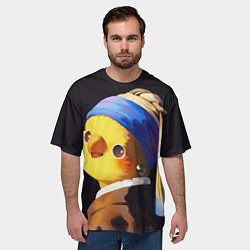 Футболка оверсайз мужская ПОПУГАЙ С жемчужной Сережкой, цвет: 3D-принт — фото 2