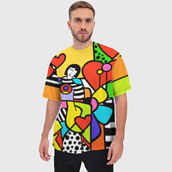 Футболка оверсайз мужская Romero Britto - valentines day, цвет: 3D-принт — фото 2