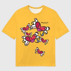 Мужская футболка оверсайз Romero Britto - flying hearts