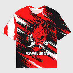 Мужская футболка оверсайз SAMURAI CYBERPUNK 2077 КИБЕРПАНК 2077