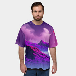 Футболка оверсайз мужская Горы Закат Аниме, цвет: 3D-принт — фото 2