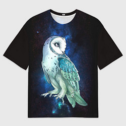 Мужская футболка оверсайз Полярная сова в космосе