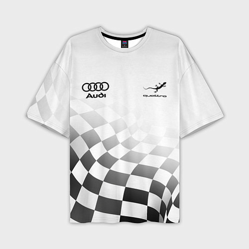 Мужская футболка оверсайз Audi Quattro, Ауди Кватро, Финишный флаг / 3D-принт – фото 1