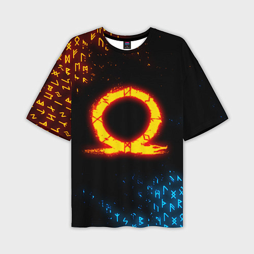 Мужская футболка оверсайз GOD OF WAR CRATOS FIRE SYMBOL RUNE / 3D-принт – фото 1