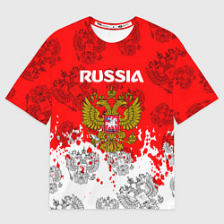 Мужская футболка оверсайз Russia Паттерн Гербов