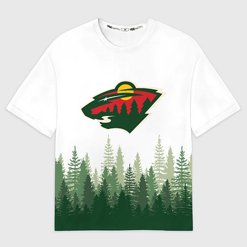 Мужская футболка оверсайз Minnesota Wild, Миннесота Уайлд Лес / 3D-принт – фото 1