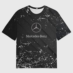 Футболка оверсайз мужская Mercedes-Benz штрихи black, цвет: 3D-принт