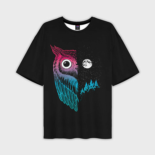 Мужская футболка оверсайз Ночная сова Градиент / 3D-принт – фото 1