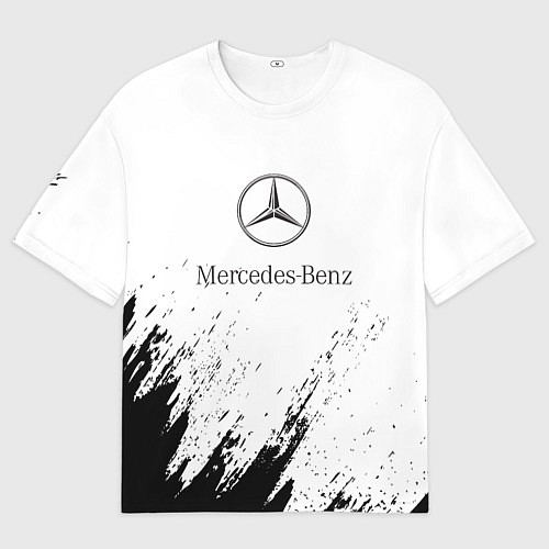 Мужская футболка оверсайз Mercedes-Benz - White texture / 3D-принт – фото 1