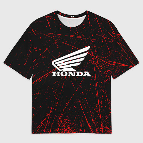 Мужская футболка оверсайз Honda Красные линии / 3D-принт – фото 1