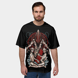 Футболка оверсайз мужская Пирамидоголовый и медсестрички, цвет: 3D-принт — фото 2