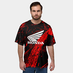Футболка оверсайз мужская Honda следы от шин, цвет: 3D-принт — фото 2