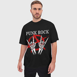 Футболка оверсайз мужская Punk Rock Панки Хой, цвет: 3D-принт — фото 2