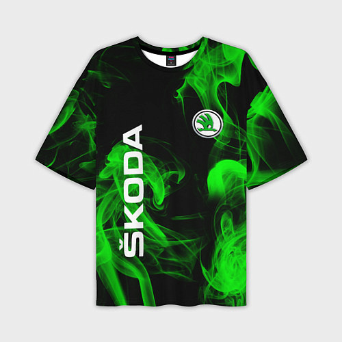 Мужская футболка оверсайз Skoda: Green Smoke / 3D-принт – фото 1