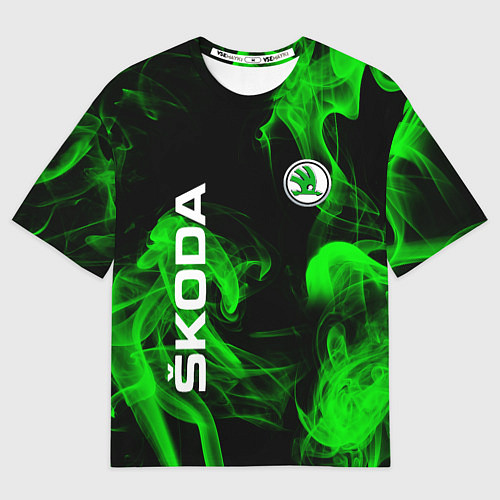 Мужская футболка оверсайз Skoda: Green Smoke / 3D-принт – фото 1