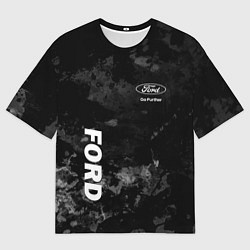 Футболка оверсайз мужская Ford, Форд, Серый фон, цвет: 3D-принт