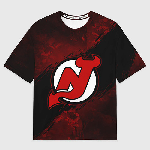 Мужская футболка оверсайз New Jersey Devils, Нью Джерси Девилз / 3D-принт – фото 1