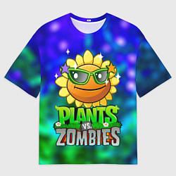 Мужская футболка оверсайз Plants vs Zombies подсолнух