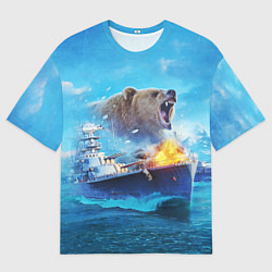 Мужская футболка оверсайз Медведь ВМФ