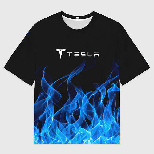 Мужская футболка оверсайз Tesla Fire / 3D-принт – фото 1