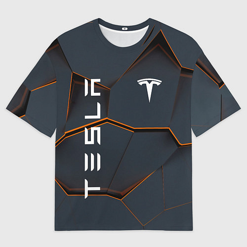 Мужская футболка оверсайз Tesla текстура / 3D-принт – фото 1