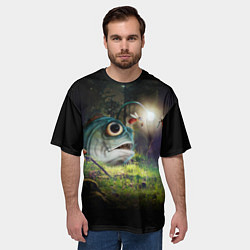 Футболка оверсайз мужская Рыба в лесу, цвет: 3D-принт — фото 2