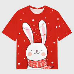 Футболка оверсайз мужская ЗАЙКА И СНЕЖИНКИ, цвет: 3D-принт