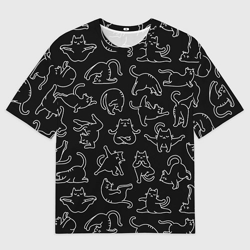 Мужская футболка оверсайз КОТИКИ и ЙОГА / 3D-принт – фото 1