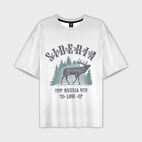 Мужская футболка оверсайз SIBERIA из России с Любовью / 3D-принт – фото 1