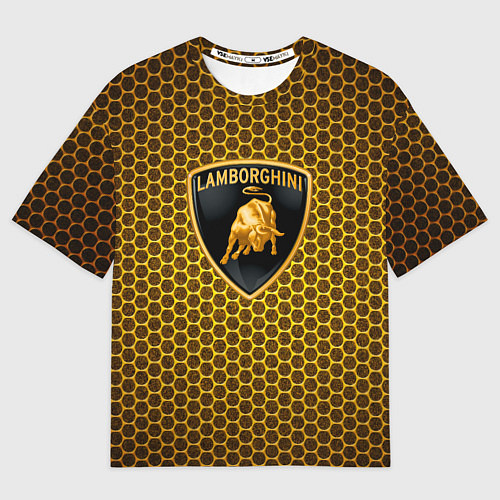 Мужская футболка оверсайз Lamborghini gold соты / 3D-принт – фото 1